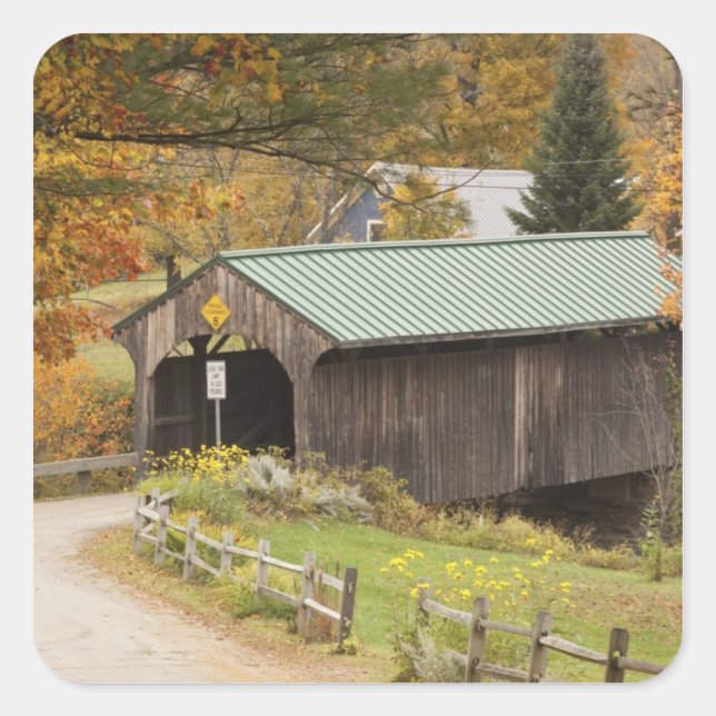 Covered bridge, Vermont, USA Square Sticker (Front)