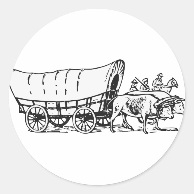 Covered Wagon Classic Round Sticker (Front)