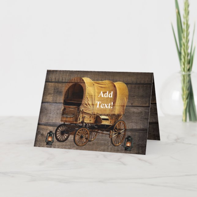Covered Wagon Coal oil Lamps Western  Card (Front)