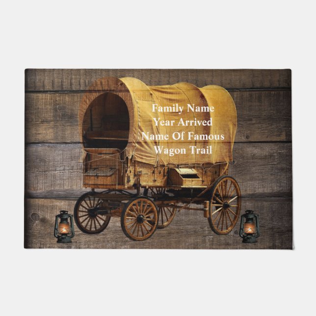 Covered Wagon Coal oil Lamps Western  Doormat (Front)