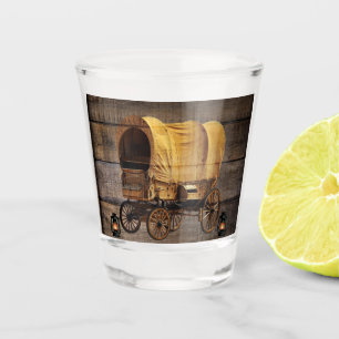 Covered Wagon Coal oil Lamps Western Shot Glass