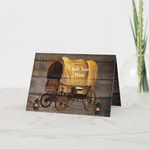Covered Wagon Coal oil Lamps Western  Thank You Ca Card