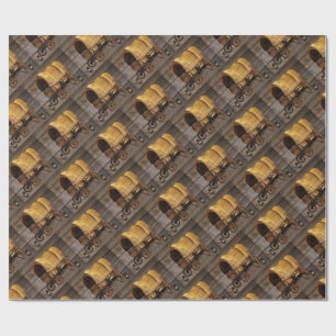 Covered Wagon Coal oil Lamps Western  Wrapping Pap Paper