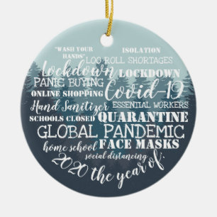 covid19 2020 the year of face masks isolation ceramic tree decoration