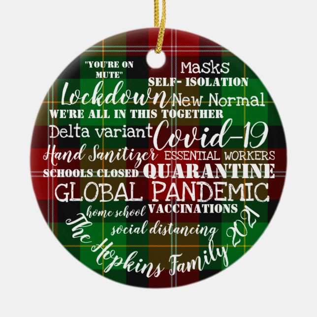 covid19 2021 the year of vaccinations home school  ceramic tree decoration (Front)