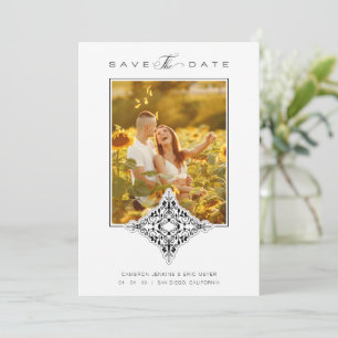 Covid19 Black Chic Lace Romantic Photo Wedding Save The Date