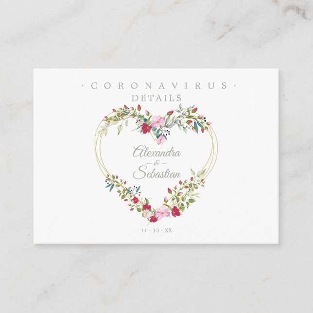 Covid19 Details Sophisticated Red Chic Heart Enclosure Card (Front)