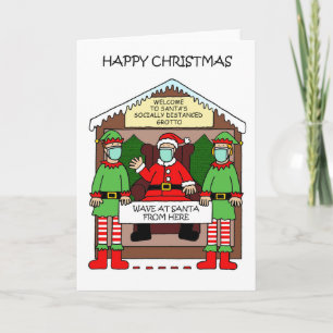 Covid 19 Christmas Cartoon Santa's Grotto Card