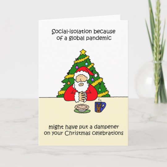 Covid 19 Christmas Father Christmas Cartoon Card Zazzle Co Nz