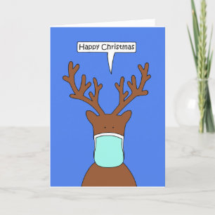 Covid 19 Christmas Reindeer Cartoon Holiday C Card