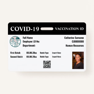 Covid 19 employee vaccination id DIY photo info ID Badge