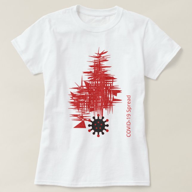 COVID-19 Experience, Black Red Virus Spread Custom T-Shirt (Design Front)