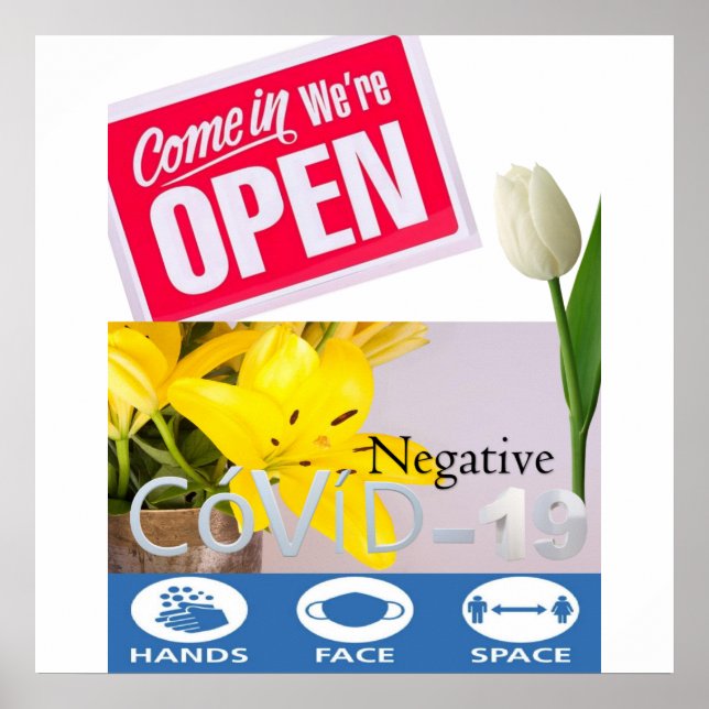 Covid 19 Florist Floral Open Sign Poster Matte (Front)