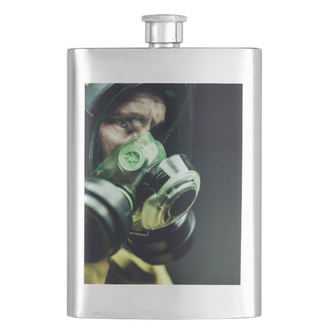 Covid 19 Gas Mask Hip Flask (Front)