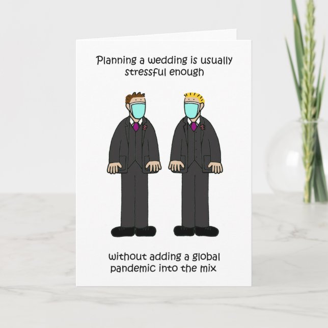 Covid 19 Gay Male Wedding Planning Stress Card (Front)