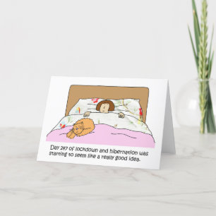 Covid 19 Hibernation Cartoon Humor Holiday Card