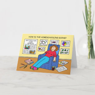 Covid 19 Home Schooling Cartoon Card