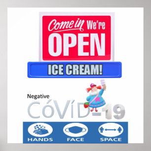 Covid 19 Ice Cream Store Open Sign Poster Matte
