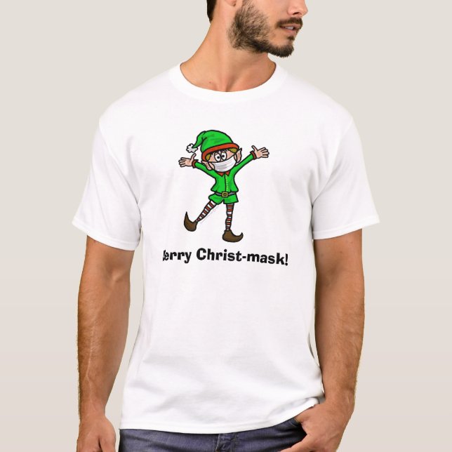 COVID-19 Merry Christ-mask Elf T-shirt (Front)