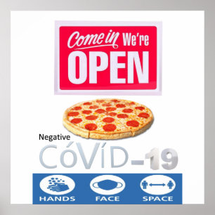 Covid 19 Pizzeria Store Open Sign Poster Matte
