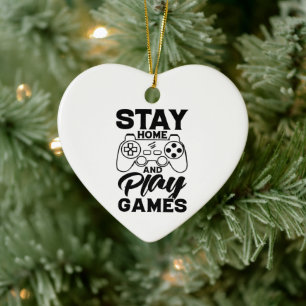 COVID 19 Quarantine Gamer Gift - Stay At Home Ceramic Tree Decoration
