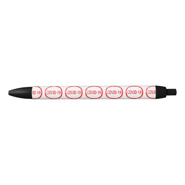 Covid 19 Red Rubber Ink Stamp Black Ink Pen (Front)