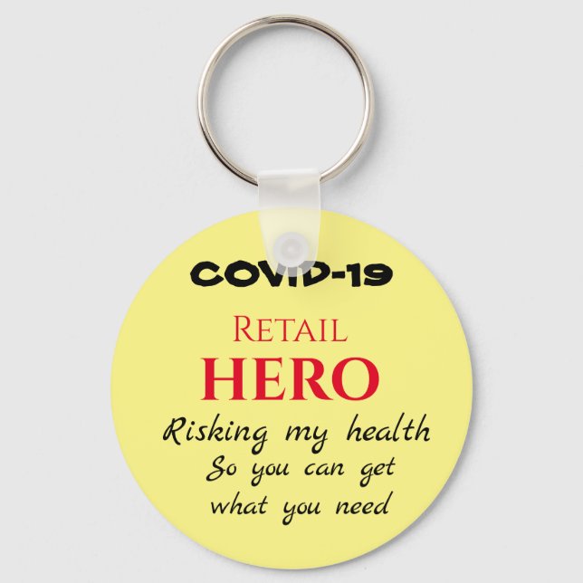 COVID-19 Retail Hero Button Key Ring (Front)