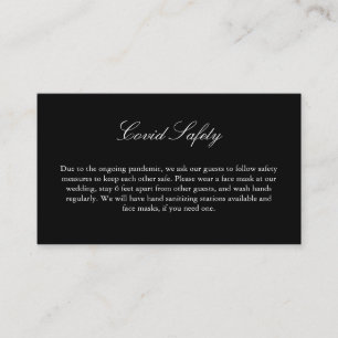 Covid 19 Safety Elegant Black And White Wedding Enclosure Card