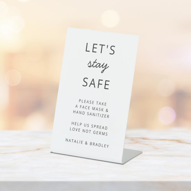 Covid 19 Safety | Sanitizer Clean Simple Wedding Pedestal Sign (Creator Uploaded)
