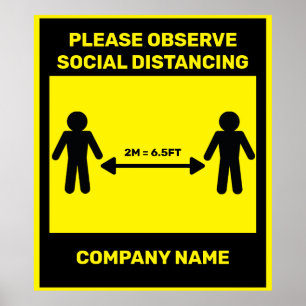 COVID 19 Social Distancing Poster Own Company Name