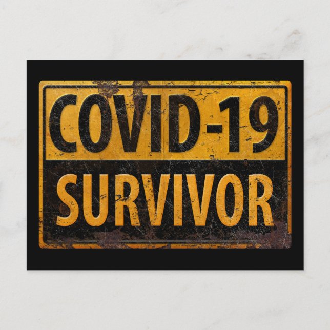 COVID-19 SURVIVOR - Encouraging Metal Look Sign Postcard (Front)
