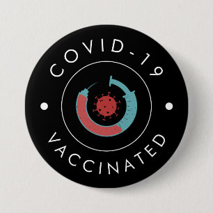 Covid -19 Vaccinated Cool Modern Trendy Vaccine  7.5 Cm Round Badge