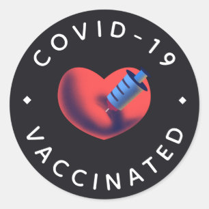 Covid-19 Vaccinated Heart & Syringe Injection Cute Classic Round Sticker