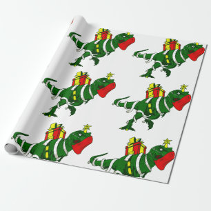 covid christmas dinosaur face mask trex gift funny wrapping paper