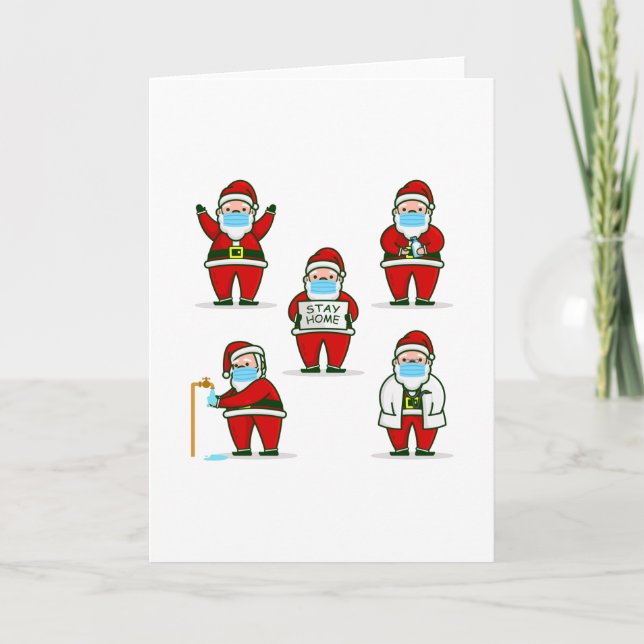 covid christmas face mask doctor santa claus invitation (Front)