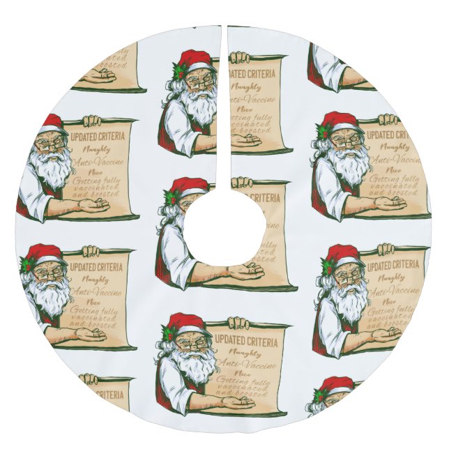 covid christmas santa claus vaccine naughty brushed polyester tree skirt (Front)