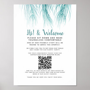Covid contactless QR code guest register palm Poster