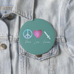 Covid Coronavirus Peace Love Vaccine 2021 10 Cm Round Badge<br><div class="desc">This design may be personalised by choosing the Edit Design option. You may also transfer onto other items. Contact me at colorflowcreations@gmail.com or use the chat option at the top of the page if you wish to have this design on another product or need assistance. See more of my designs...</div>