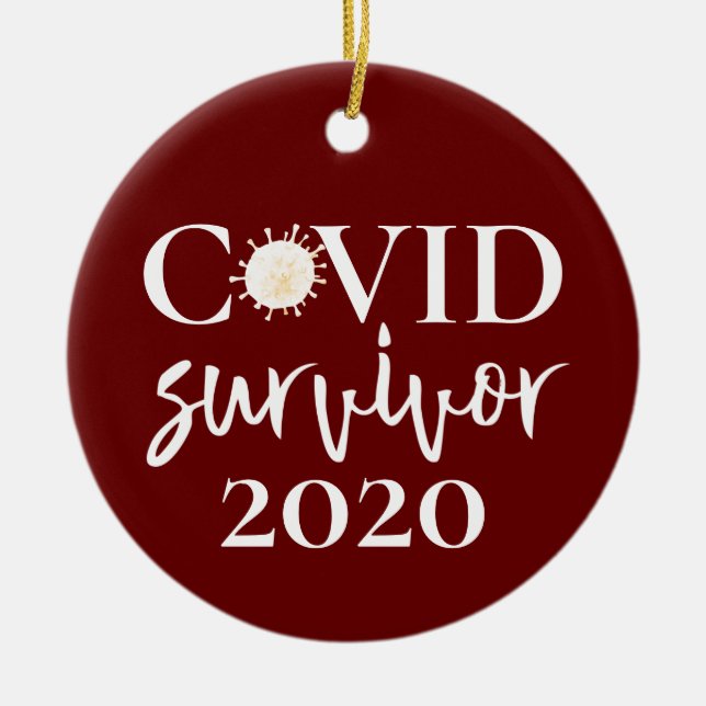 Covid Coronavirus Survivor 2020 Ceramic Tree Decoration (Front)