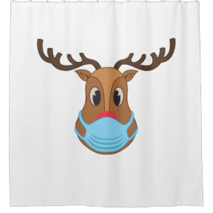 covid face mask reindeer ugly christmas shower curtain