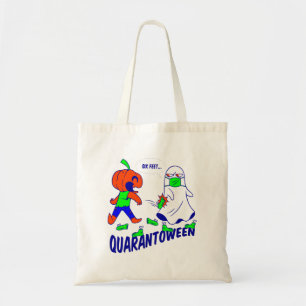 covid halloween ghost quarantine quarantoween tote bag