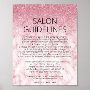 Covid Health Safety Rose Gold Glitter Hair Salon Poster