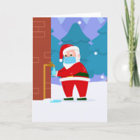 covid merry christmas face mask santa washes hands