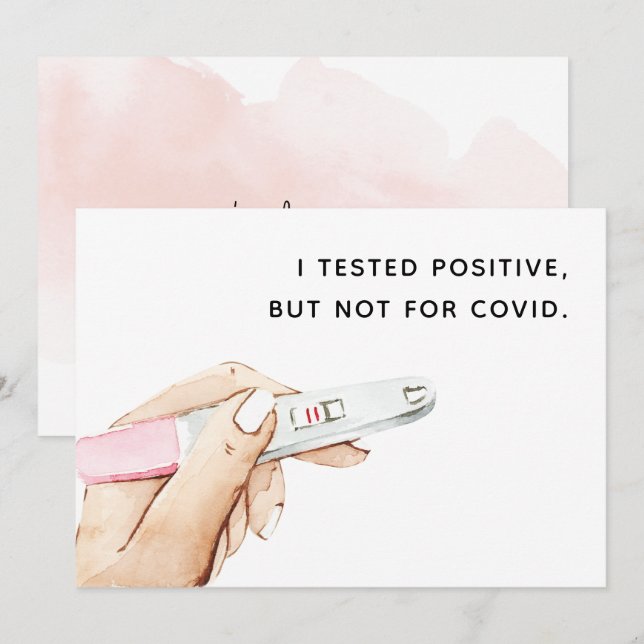 COVID Pregnancy Reveal Card for Husband Watercolor (Front/Back)