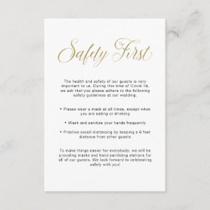 Covid Safety Guidelines Gold Wedding Information Enclosure Card