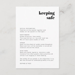 Covid Safety Guidelines Modern Retro Wedding Enclosure Card