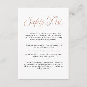 Covid Safety Guidelines Rose Gold Wedding Info Enclosure Card