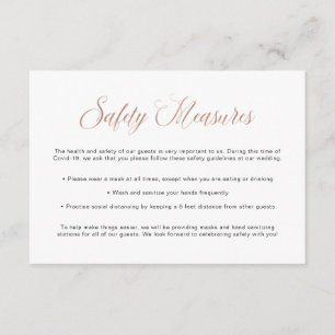 Covid Safety Guidelines Wedding Rose Gold Enclosure Card