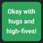 Covid Social Distancing Colour Coded Green Square Sticker<br><div class="desc">Customise for your event for guests to wear,  signal by colour and message</div>