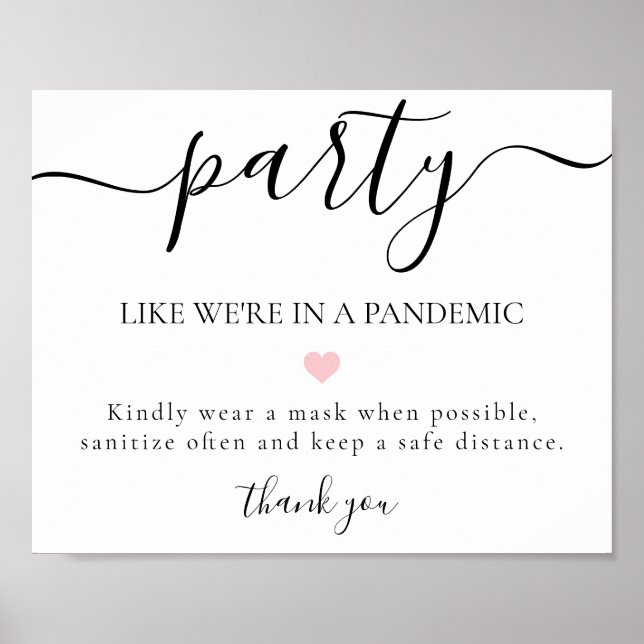 Covid Social Distancing Wedding Reception Sign (Front)